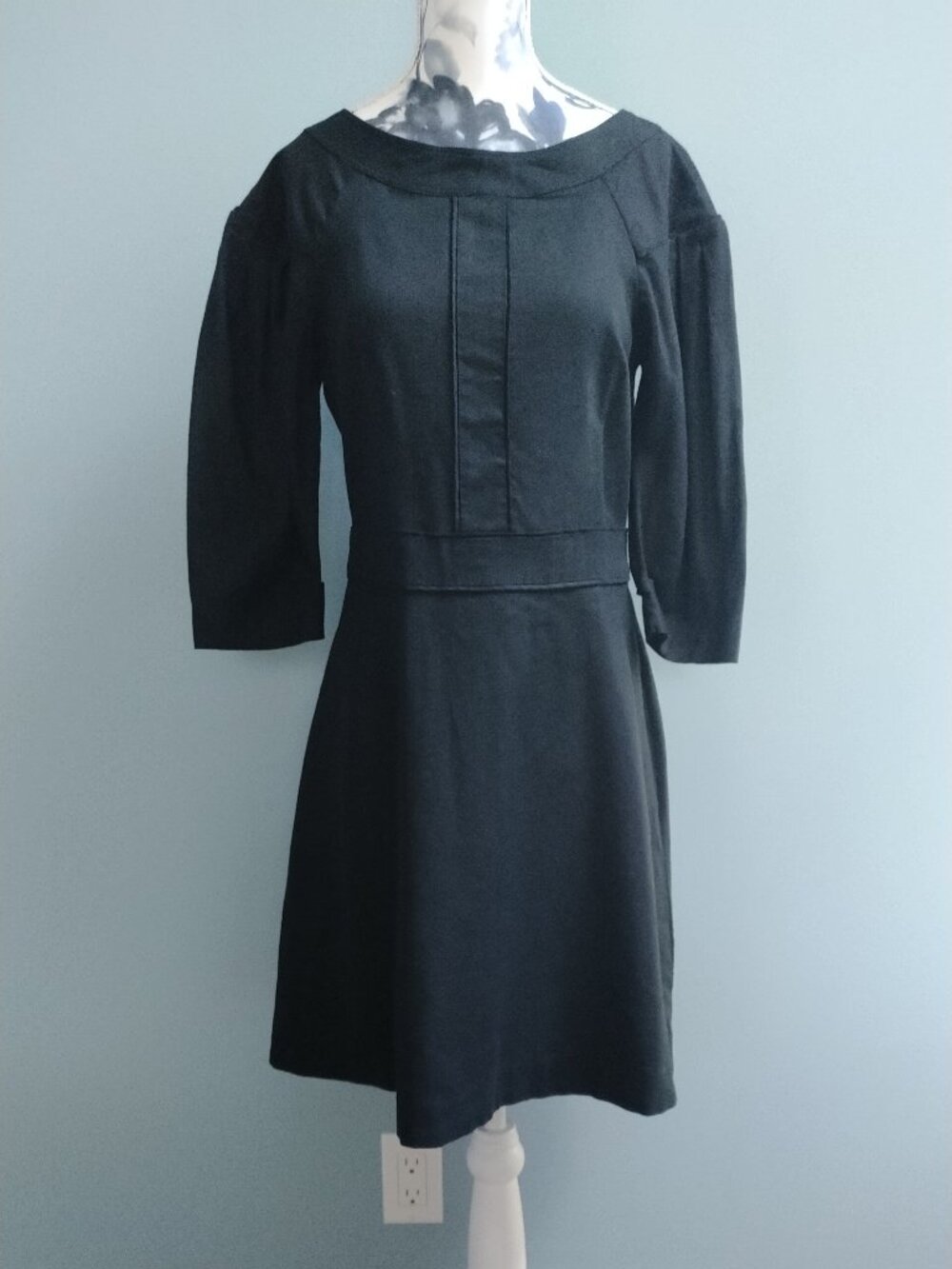 Banana Republic Black Linen Blend fit and flare dress, New
